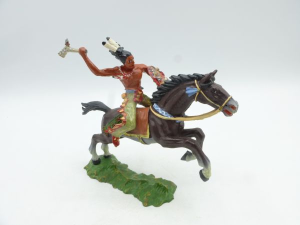 Elastolin 7 cm Indian on horseback with club + shield, No. 6852, painting 2
