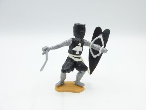 Timpo Toys Mittelalterritter schwarz/weiß mit Schwert - seltenes Unterteil
