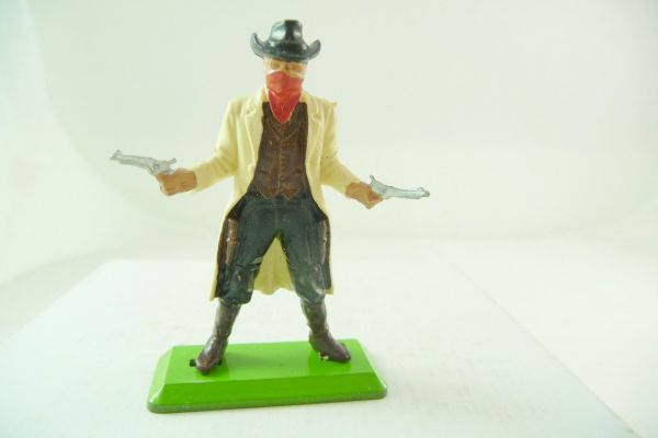 Britains Deetail Cowboy / Bandit standing with mask, firing with 2 pistols