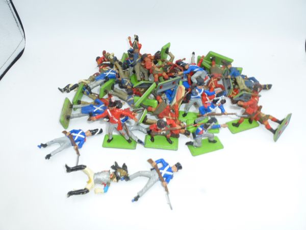 Britains Deetail Waterloo soldiers (over 40 pieces) - used to heavily used