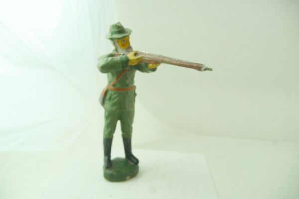 Elastolin Masse (11 cm) / Tipple Topple Jäger Gewehr schießend mit Tasche