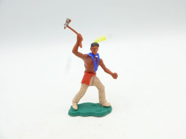 Lone Star Indian standing, throwing tomahawk