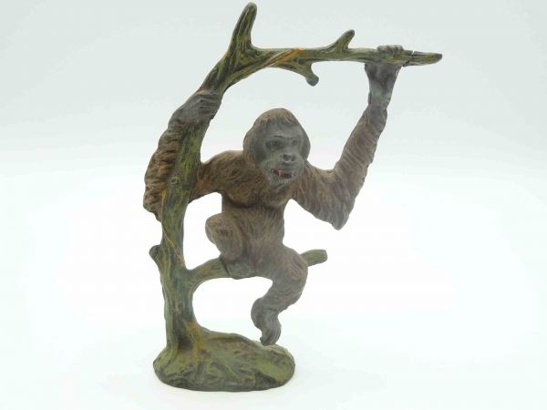 Lineol Orang-Utan auf Baum sitzend - tolle Figur, minimaler Riss am Ast