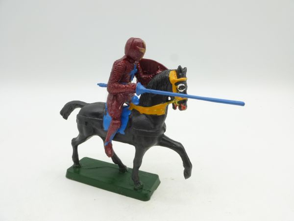 Starlux Crusader riding with lance + shield (wine red)