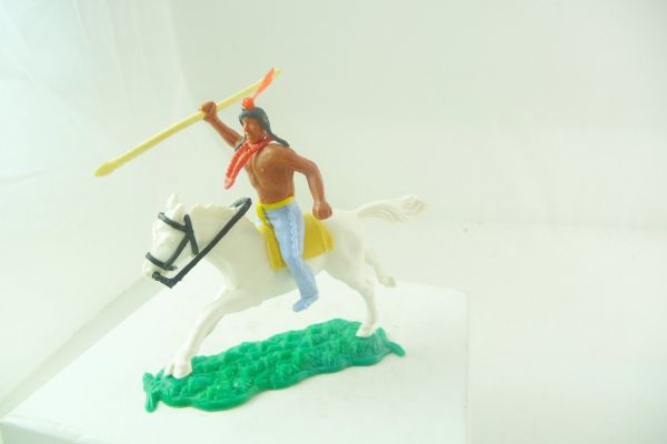 Timpo Toys Indian 2nd version riding, throwing spear (thick light-yellow spear)