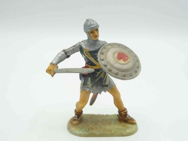 Elastolin 7 cm (beschädigt) Prince Valiant fighting, painting 1 - great painting, damage see photos