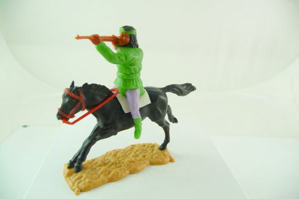 Timpo Toys Apache riding with neon-green bib and neon-green boots
