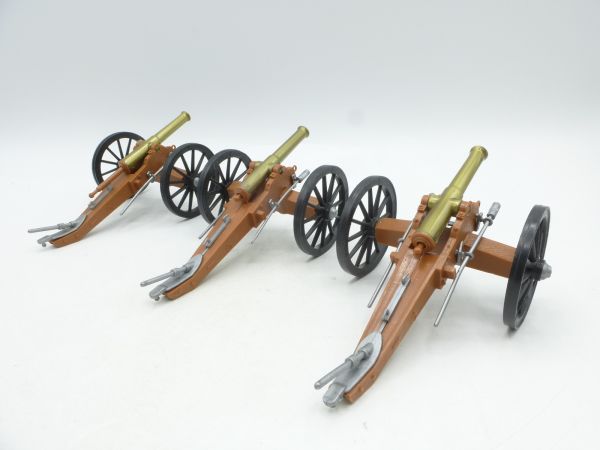 Timpo Toys 3 civil war cannons brown/black - see photos