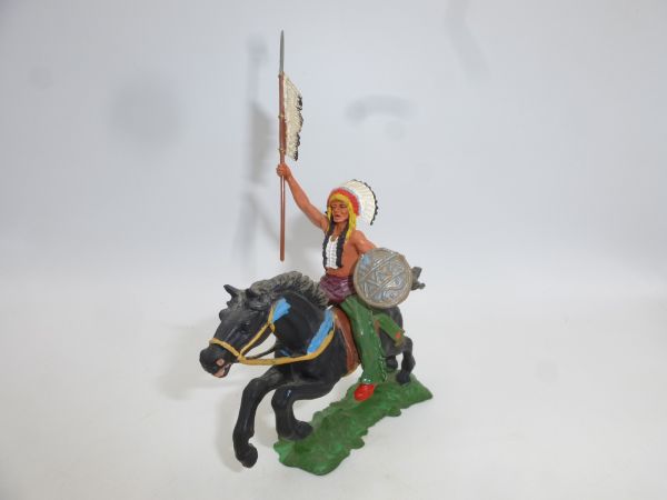 Elastolin 7 cm Chief on horseback with lance, No. 6854