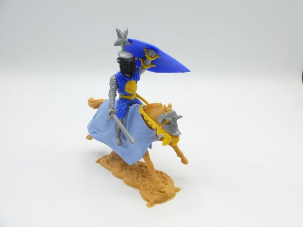 Timpo Toys Visor knight riding medium blue/yellow with sword - great combination