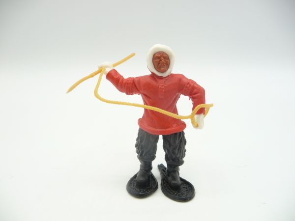 Timpo Toys Eskimo mit Harpune, rot, schwarze Beine