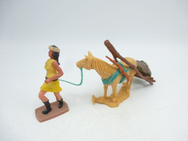Timpo Toys Indianerin mit Travois - origineller Umbau