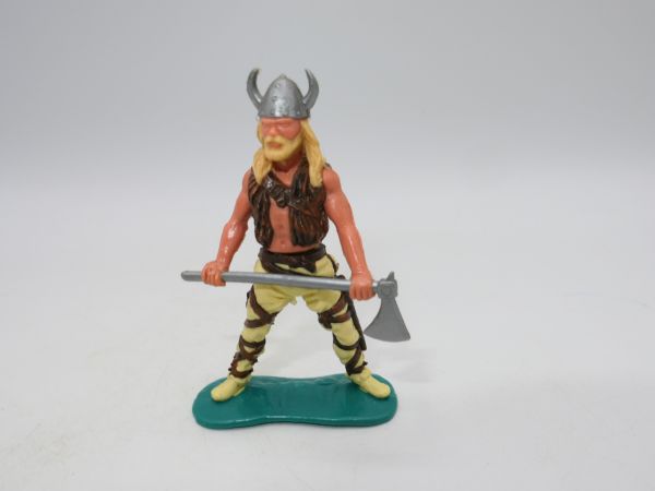 Timpo Toys Viking standing with fur waistcoat, battle axe in front of his body