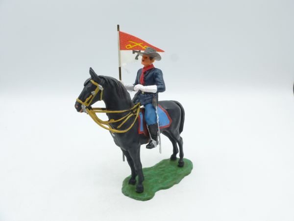 Elastolin 7 cm US cavalryman on horseback with pennant, No. 7032