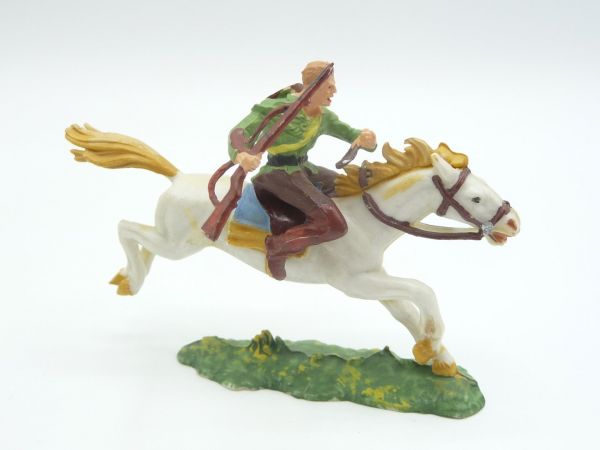 Elastolin 4 cm Cowboy zu Pferd mit Gewehr, Nr. 6990 - schöne Bemalung