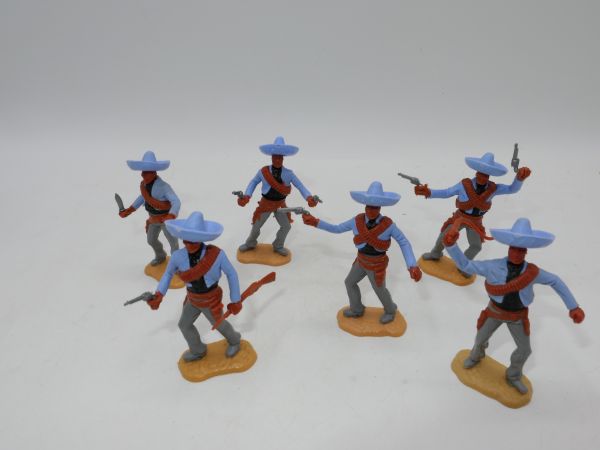 Timpo Toys Set of Mexicans on foot, light blue/grey (6 figures)