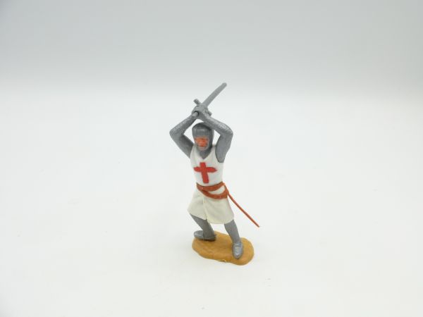 Timpo Toys Kreuzritter 2. Version stehend, Schwert beidhändig über Kopf