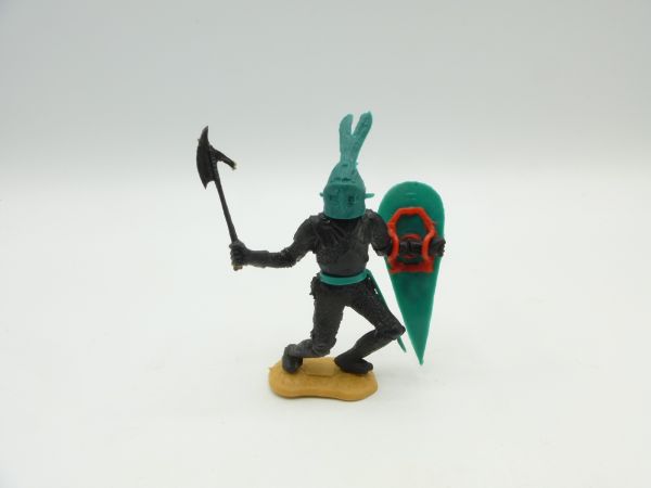Timpo Toys Black Knight standing, green head + shield
