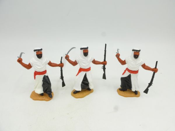 Timpo Toys 3 different Arabs standing with sabre + rifle, white