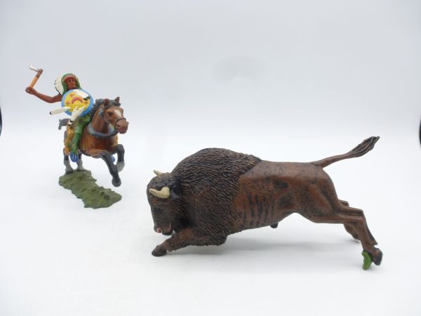Preiser 7 cm Buffalo jumping, No. 5800 (without Indian) - brand new
