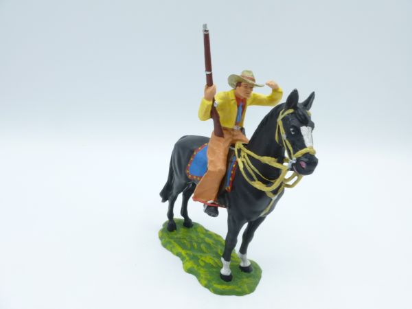 Preiser 7 cm Cowboy zu Pferd spähend, Nr. 6994 - unbespielt