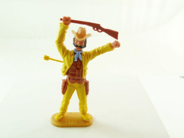 Timpo Toys Cowboy 3rd version, arrow in his side, yellow/brown