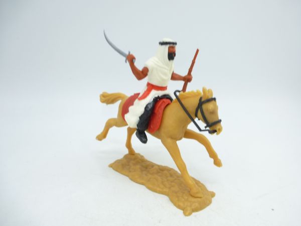 Timpo Toys Arab on horseback, white with rifle + sabre