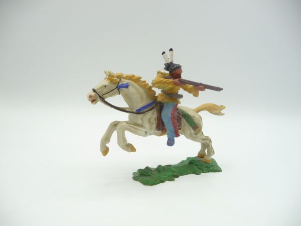 Elastolin 7 cm Indianer zu Pferd, Gewehr hinten, Nr. 6851 - tolle Figur