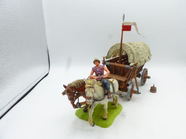 Elastolin 7 cm Battle wagon with 2 horses, No. 9872