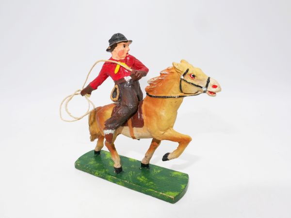 Elastolin Masse Cowboy zu Pferd mit Lasso - seltene Figur + Farbe