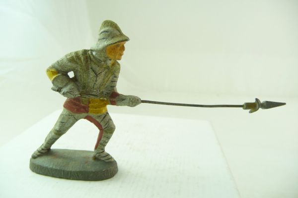 Elastolin Composition Knight going ahead with lance - nice painting, condition see photos