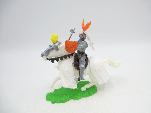 Elastolin 5,4 cm Knight riding with shield + battle axe
