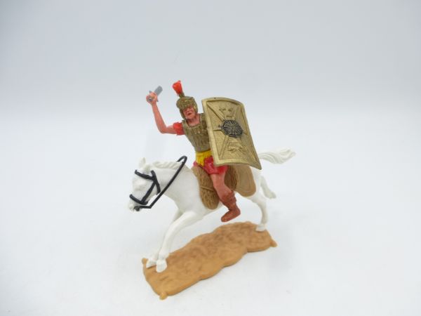 Timpo Toys Roman (red) on horseback with sword + shield - see photos