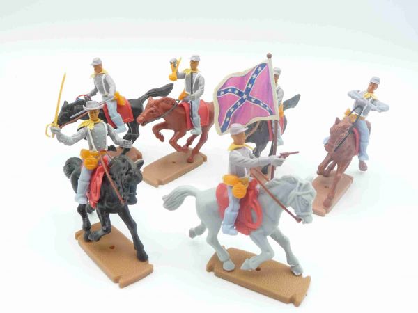 Plasty 6 Confederate Army soldiers riding - nice set