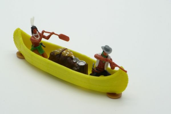 Elastolin Kanu mit 2-Mann-Besatzung, gelb - aus Ladenfund
