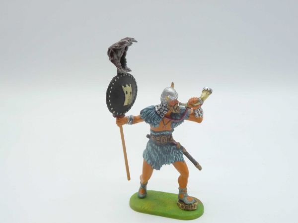 Modification 7 cm Viking prince with horn + standard - extremely beautiful painting, beautiful modification