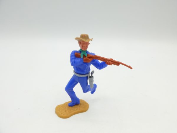 Timpo Toys Cowboy 3. Version laufend, Gewehr schießend - tolle Farbkombi