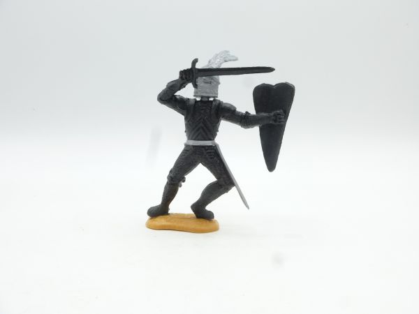 Timpo Toys Schwarzer Ritter mit Schwert vor dem Kopf + Schild
