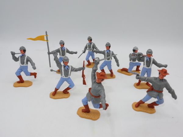 Timpo Toys Südstaatler 3. Version zu Fuß, große Köpfe (9 Figuren)