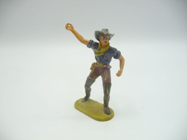 Elastolin 7 cm (damaged) Cowboy / lasso thrower, painting 2 - undamaged, without lasso