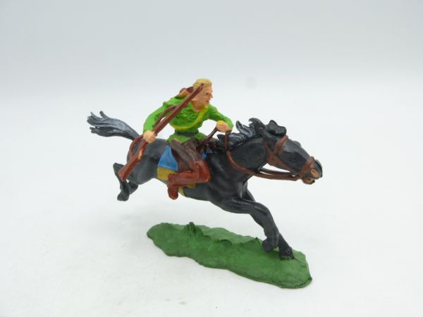 Elastolin 4 cm Cowboy zu Pferd mit Gewehr, Nr. 6990 - seltene Farben