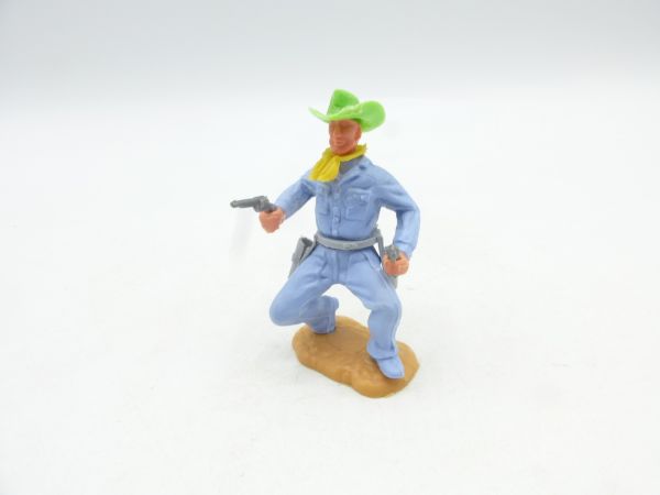 Timpo Toys Cowboy crouching, nice neon green hat