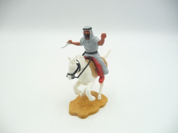 Timpo Toys Araber zu Pferd mit Dolch (grau, rotes Innenkleid) - tolles Pferd