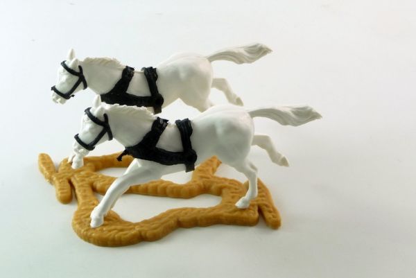 Timpo Toys Pferdegespann für Kutsche (weiß/schwarz), lang galoppierend