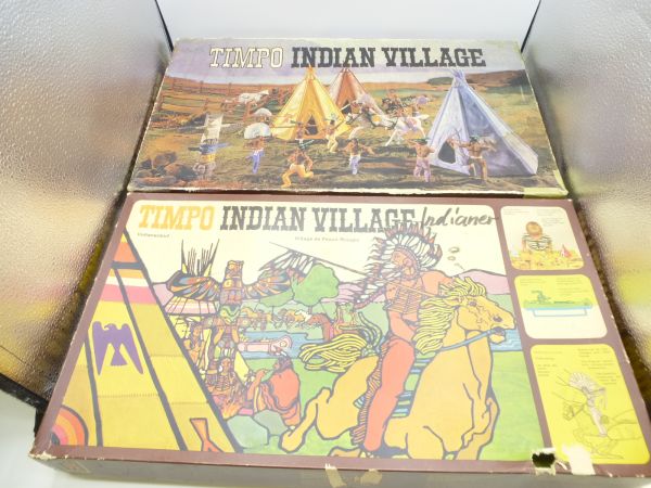Timpo Toys 2 empty boxes: Indian Village, Ref. No. 258, Version 1 & 2