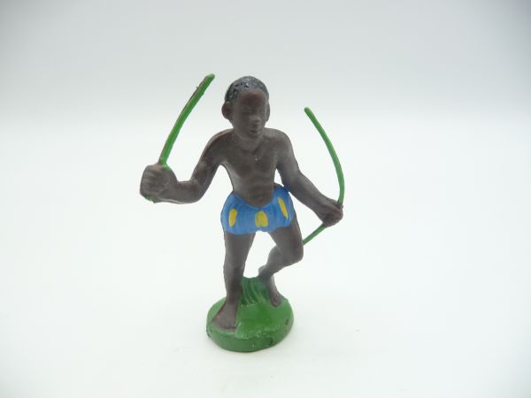 African with bow (green), blue loincloth