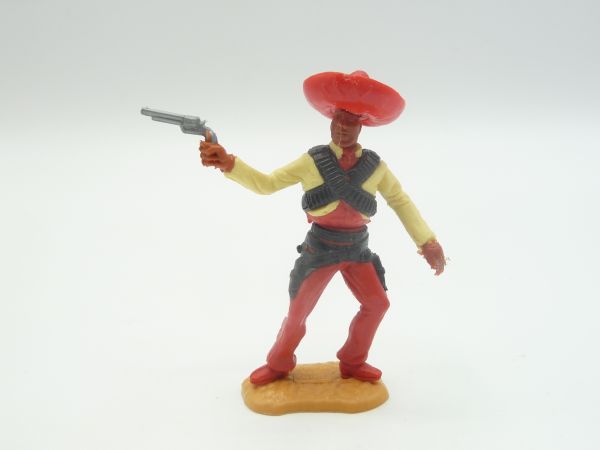Timpo Toys Mexikaner stehend gelb/rot, Pistole schießend - tolle Farbkombi