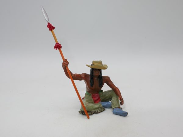 Indian sitting with hat, holding spear - great 7 cm modification
