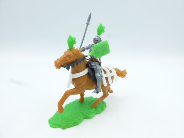 Elastolin 5,4 cm Knight riding with spear + shield (neon green accessories)