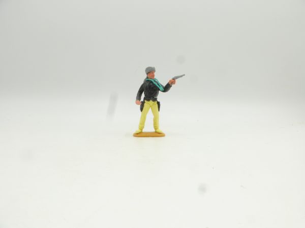 Timpo Toys Trapper stehend mit Pistole, graue Fellmütze